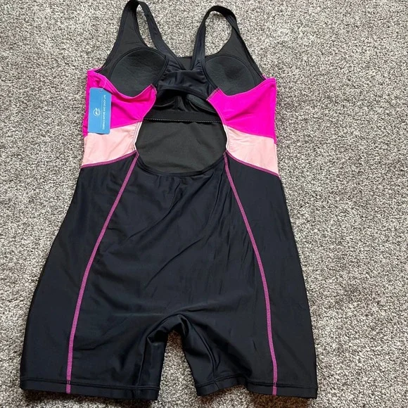 Halcurt One Piece Swimsuit Womens S Black Pink Peach Athletic Workout Bodysuit - Picture 2 of 12
